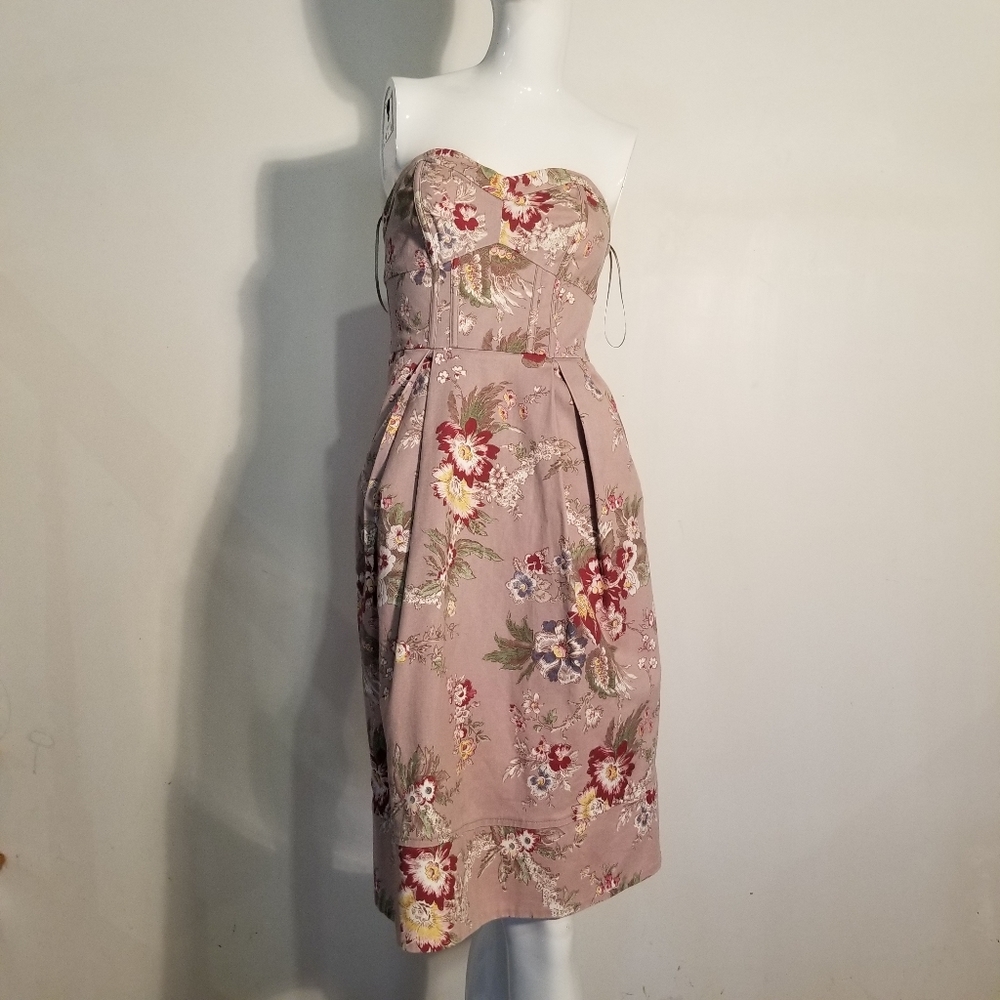 H&M Trend Floral Zipper-Back Dress,Boning& pockets